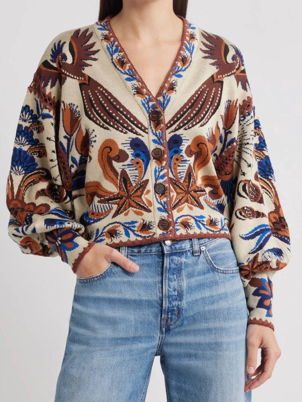 FARM Rio Nature Land Sand Knit Cardigan NWT Size XL Boho - Picture 1 of 10